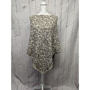 Nardi & Tagliaferri‎ Made In Italy Wool Mohair Leopard Gray Tan Poncho OS